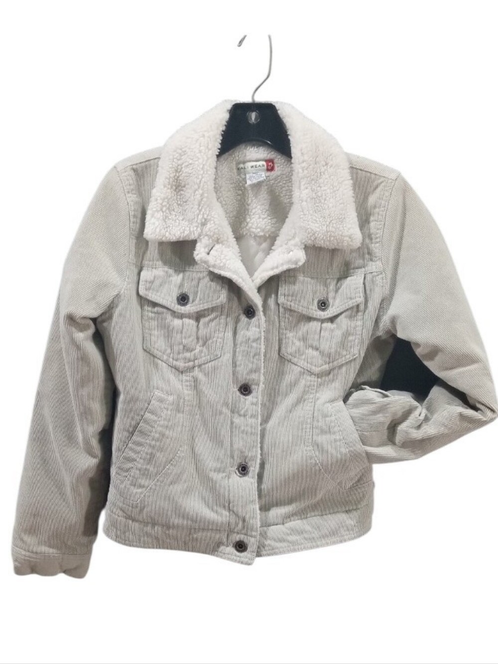 Kali Wear Cream Corduroy Sherpa-Lined Trucker Jacket